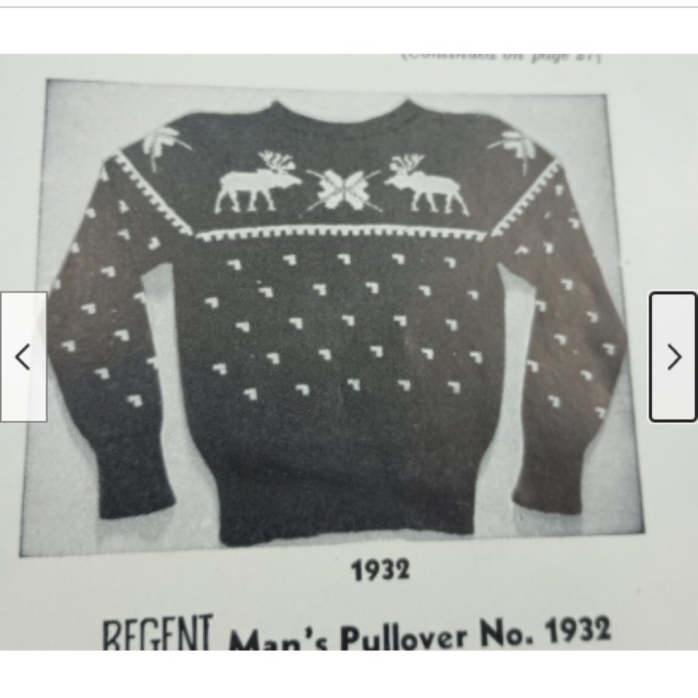 Vtg 40s Regent Knitting #20 Pattern Hand Knit Argyle Socks Moose Elk Sweater